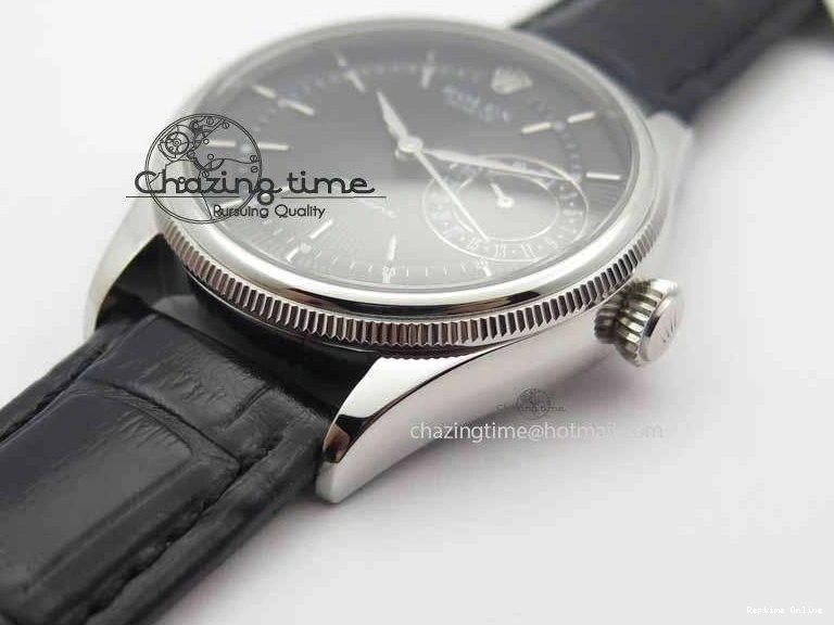 0217 Cellini Date VF Best Edition SS Black Dial Stick Markers On Black Leather Strap A Lightweight 3725